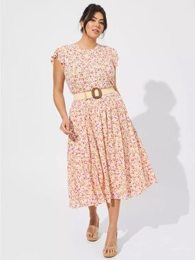 torrid Pink Floral Skirt with Belted Waist (top and belt not included)
